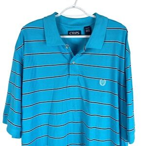 NEW‎ Chaps Polo Shirt Mens 3XB Big 3X Blue Striped Short Sleeve Cotton $54